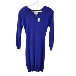 Vintage NWT Paris Sport Club Angora Purple Dress Size M Shoulder Pads Rabbit